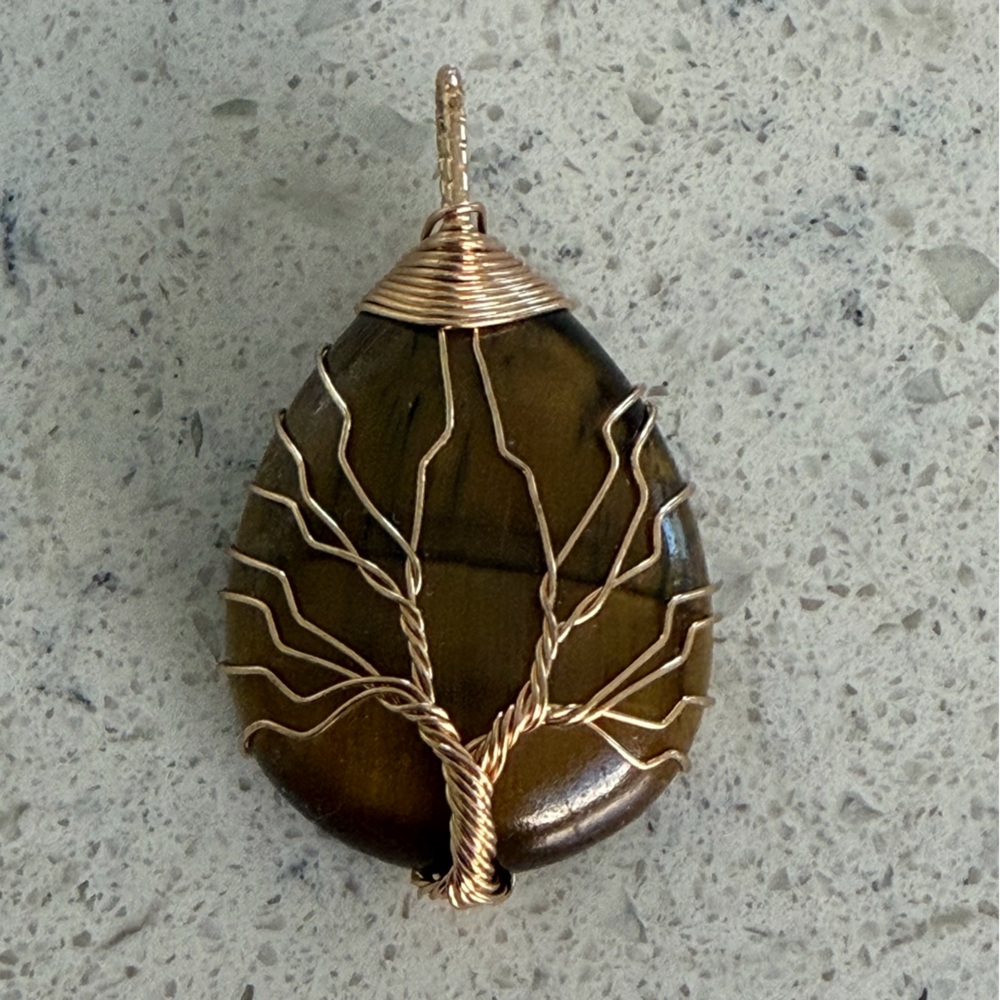 Wire Wrapped Tree Of Life Tiger Eye Pendant